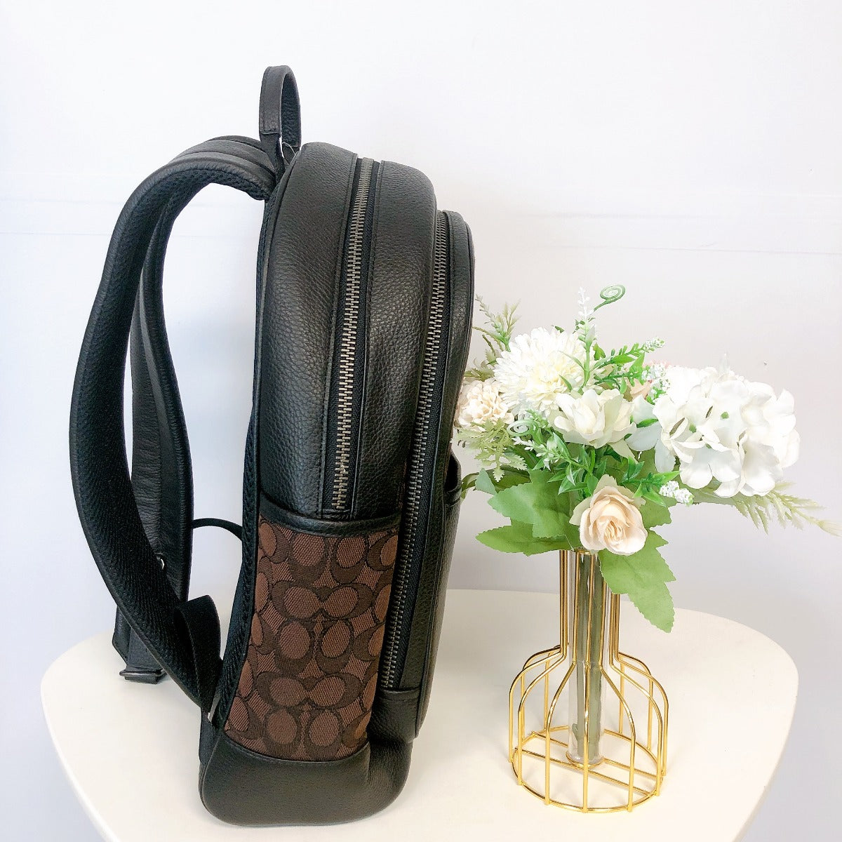 Coach C5389 Thompson Backpack In Signature Jacquard With Varsity Stripe In Mahogany Ginger Multi Coach C5389 Thompson Backpack In Signature Jacquard With Varsity Stripe In Mahogany Ginger Multi